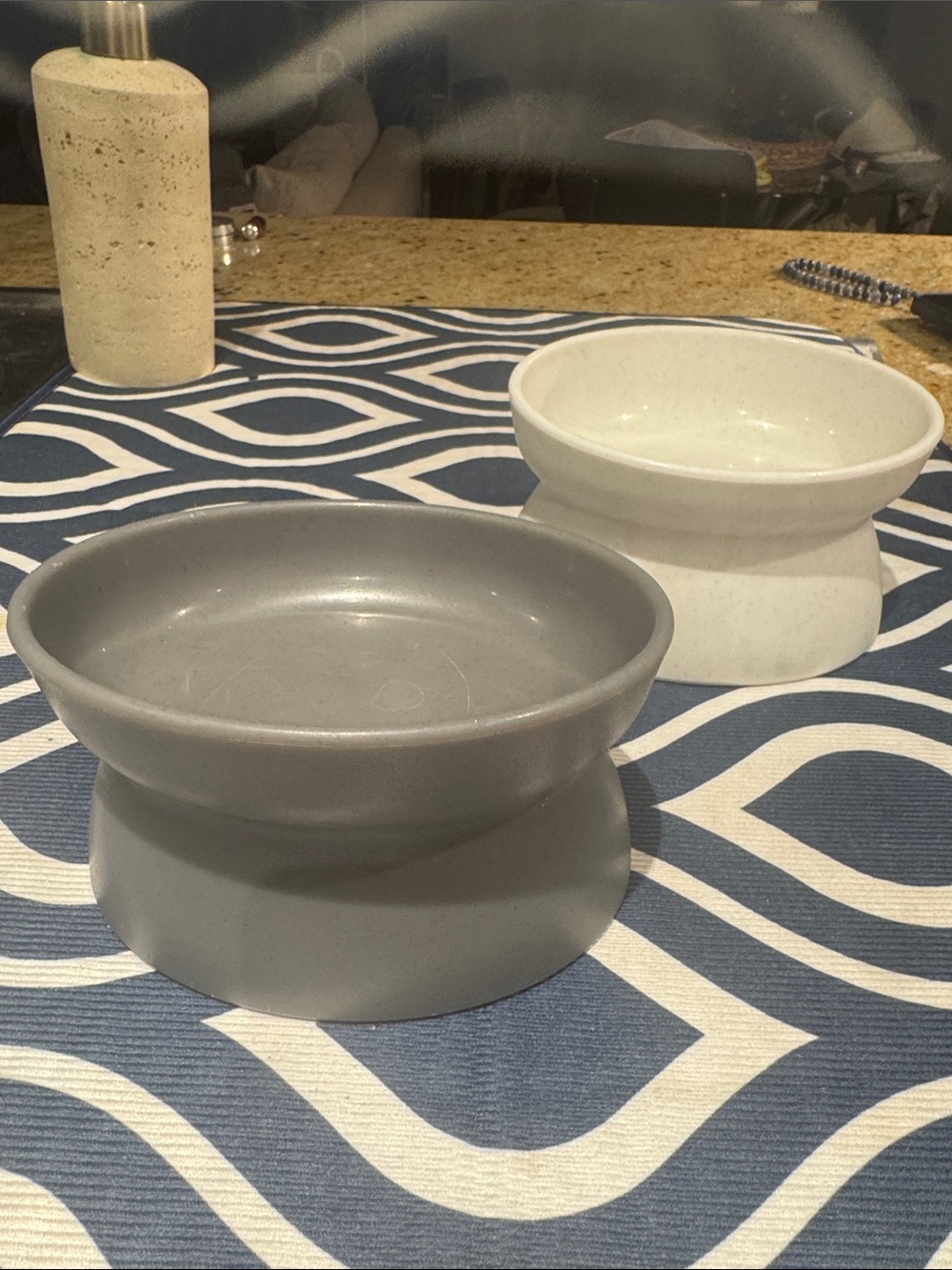 Gray and White Plastic ergonomic Cat Bowls - Set of 2
